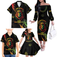 Juneteenth Is My Independence Day Family Matching Off The Shoulder Long Sleeve Dress and Hawaiian Shirt