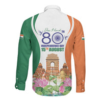 Jai Hind India Long Sleeve Button Shirt Happy 80th Independence Day