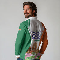 Jai Hind India Long Sleeve Polo Shirt Happy 80th Independence Day