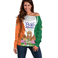 Jai Hind India Off Shoulder Sweater Happy 80th Independence Day