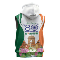 Jai Hind India Sleeveless Zip Hoodie Happy 80th Independence Day