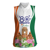 Jai Hind India Women Sleeveless Polo Shirt Happy 80th Independence Day