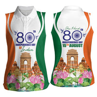Jai Hind India Women Sleeveless Polo Shirt Happy 80th Independence Day