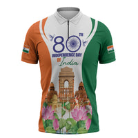 Jai Hind India Zipper Polo Shirt Happy 80th Independence Day
