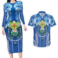 Viva El Salvador Couples Matching Long Sleeve Bodycon Dress and Hawaiian Shirt Happy Independence Day - Wonder Print Shop
