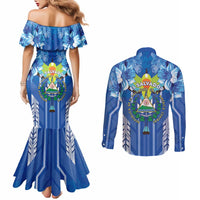Viva El Salvador Couples Matching Mermaid Dress and Long Sleeve Button Shirt Happy Independence Day - Wonder Print Shop