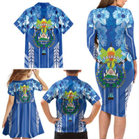 Viva El Salvador Family Matching Long Sleeve Bodycon Dress and Hawaiian Shirt Happy Independence Day - Wonder Print Shop