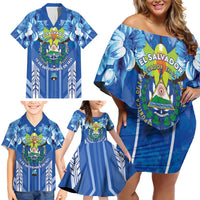 Viva El Salvador Family Matching Off Shoulder Short Dress and Hawaiian Shirt Happy Independence Day - Wonder Print Shop