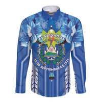 Viva El Salvador Long Sleeve Button Shirt Happy Independence Day - Wonder Print Shop