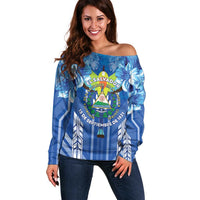 Viva El Salvador Off Shoulder Sweater Happy Independence Day - Wonder Print Shop
