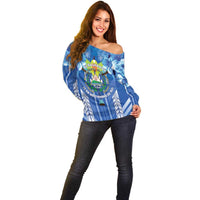 Viva El Salvador Off Shoulder Sweater Happy Independence Day - Wonder Print Shop