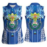 Viva El Salvador Women Sleeveless Polo Shirt Happy Independence Day - Wonder Print Shop