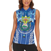 Viva El Salvador Women Sleeveless Polo Shirt Happy Independence Day - Wonder Print Shop