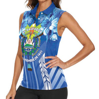 Viva El Salvador Women Sleeveless Polo Shirt Happy Independence Day - Wonder Print Shop