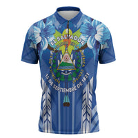 Viva El Salvador Zipper Polo Shirt Happy Independence Day - Wonder Print Shop