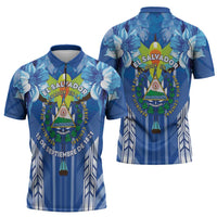 Viva El Salvador Zipper Polo Shirt Happy Independence Day - Wonder Print Shop