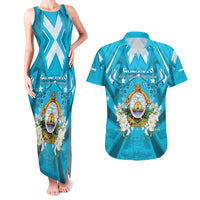 Honduras Independence Day Couples Matching Tank Maxi Dress and Hawaiian Shirt Coat Of Arms Special Style - Wonder Print Shop