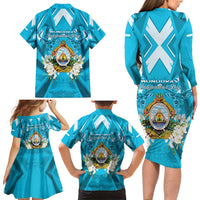Honduras Independence Day Family Matching Long Sleeve Bodycon Dress and Hawaiian Shirt Coat Of Arms Special Style - Wonder Print Shop