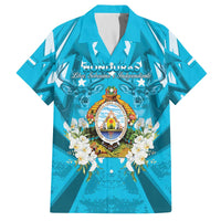 Honduras Independence Day Family Matching Off The Shoulder Long Sleeve Dress and Hawaiian Shirt Coat Of Arms Special Style - Wonder Print Shop