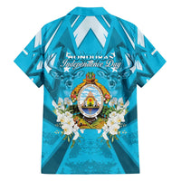 Honduras Independence Day Family Matching Off The Shoulder Long Sleeve Dress and Hawaiian Shirt Coat Of Arms Special Style - Wonder Print Shop