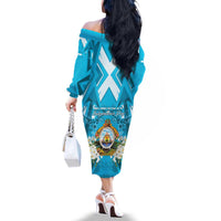 Honduras Independence Day Family Matching Off The Shoulder Long Sleeve Dress and Hawaiian Shirt Coat Of Arms Special Style - Wonder Print Shop