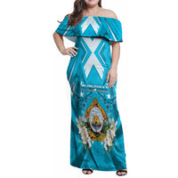 Honduras Independence Day Family Matching Off Shoulder Maxi Dress and Hawaiian Shirt Coat Of Arms Special Style - Wonder Print Shop