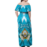 Honduras Independence Day Family Matching Off Shoulder Maxi Dress and Hawaiian Shirt Coat Of Arms Special Style - Wonder Print Shop