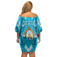 Honduras Independence Day Family Matching Off Shoulder Short Dress and Hawaiian Shirt Coat Of Arms Special Style - Wonder Print Shop