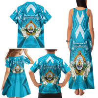Honduras Independence Day Family Matching Tank Maxi Dress and Hawaiian Shirt Coat Of Arms Special Style - Wonder Print Shop