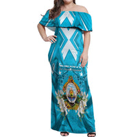 Honduras Independence Day Off Shoulder Maxi Dress Coat Of Arms Special Style - Wonder Print Shop
