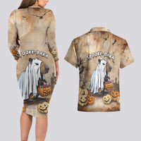 Halloween Capy Boo Ra Couples Matching Long Sleeve Bodycon Dress and Hawaiian Shirt Spooky Bara Season LT05 - Wonder Print Shop