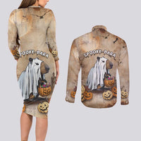 Halloween Capy Boo Ra Couples Matching Long Sleeve Bodycon Dress and Long Sleeve Button Shirt Spooky Bara Season LT05 - Wonder Print Shop