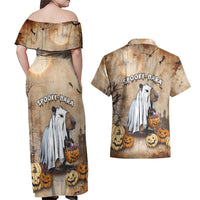 Halloween Capy Boo Ra Couples Matching Off Shoulder Maxi Dress and Hawaiian Shirt Spooky Bara Season LT05 - Wonder Print Shop