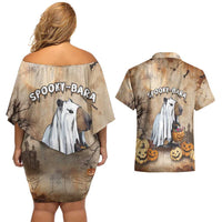 Halloween Capy Boo Ra Couples Matching Off Shoulder Short Dress and Hawaiian Shirt Spooky Bara Season LT05 - Wonder Print Shop
