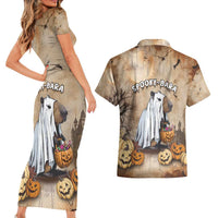 Halloween Capy Boo Ra Couples Matching Short Sleeve Bodycon Dress and Hawaiian Shirt Spooky Bara Season LT05 - Wonder Print Shop
