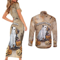 Halloween Capy Boo Ra Couples Matching Short Sleeve Bodycon Dress and Long Sleeve Button Shirt Spooky Bara Season LT05 - Wonder Print Shop