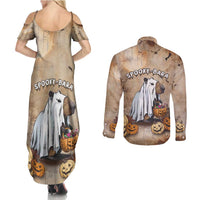 Halloween Capy Boo Ra Couples Matching Summer Maxi Dress and Long Sleeve Button Shirt Spooky Bara Season LT05 - Wonder Print Shop
