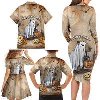 Halloween Capy Boo Ra Family Matching Long Sleeve Bodycon Dress and Hawaiian Shirt Spooky Bara Season LT05 - Wonder Print Shop