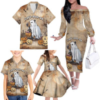 Halloween Capy Boo Ra Family Matching Off The Shoulder Long Sleeve Dress and Hawaiian Shirt Spooky Bara Season LT05 - Wonder Print Shop