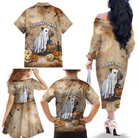 Halloween Capy Boo Ra Family Matching Off The Shoulder Long Sleeve Dress and Hawaiian Shirt Spooky Bara Season LT05 - Wonder Print Shop