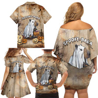 Halloween Capy Boo Ra Family Matching Off Shoulder Short Dress and Hawaiian Shirt Spooky Bara Season LT05 - Wonder Print Shop