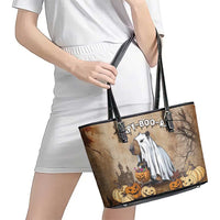 Halloween Capy Boo Ra Leather Tote Bag Spooky Bara Season LT05 - Wonder Print Shop