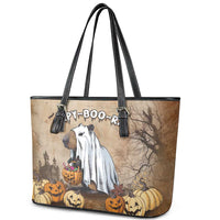 Halloween Capy Boo Ra Leather Tote Bag Spooky Bara Season LT05 - Wonder Print Shop