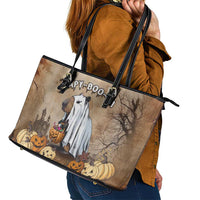 Halloween Capy Boo Ra Leather Tote Bag Spooky Bara Season LT05 - Wonder Print Shop