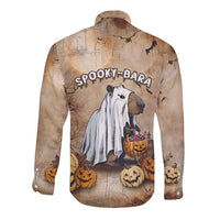 Halloween Capy Boo Ra Long Sleeve Button Shirt Spooky Bara Season LT05 - Wonder Print Shop