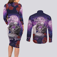 Personalised Halloween Skeleton Couple Couples Matching Long Sleeve Bodycon Dress and Long Sleeve Button Shirt Til Death Do Us Part LT05 - Wonder Print Shop