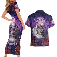 Personalised Halloween Skeleton Couple Couples Matching Short Sleeve Bodycon Dress and Hawaiian Shirt Til Death Do Us Part LT05 - Wonder Print Shop
