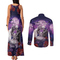Personalised Halloween Skeleton Couple Couples Matching Tank Maxi Dress and Long Sleeve Button Shirt Til Death Do Us Part LT05 - Wonder Print Shop