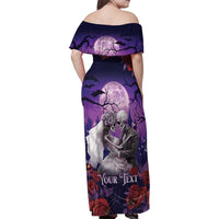 Personalised Halloween Skeleton Couple Family Matching Off Shoulder Maxi Dress and Hawaiian Shirt Til Death Do Us Part LT05 - Wonder Print Shop