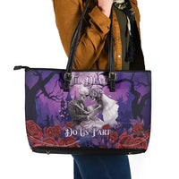 Halloween Skeleton Couple Leather Tote Bag Til Death Do Us Part LT05 - Wonder Print Shop